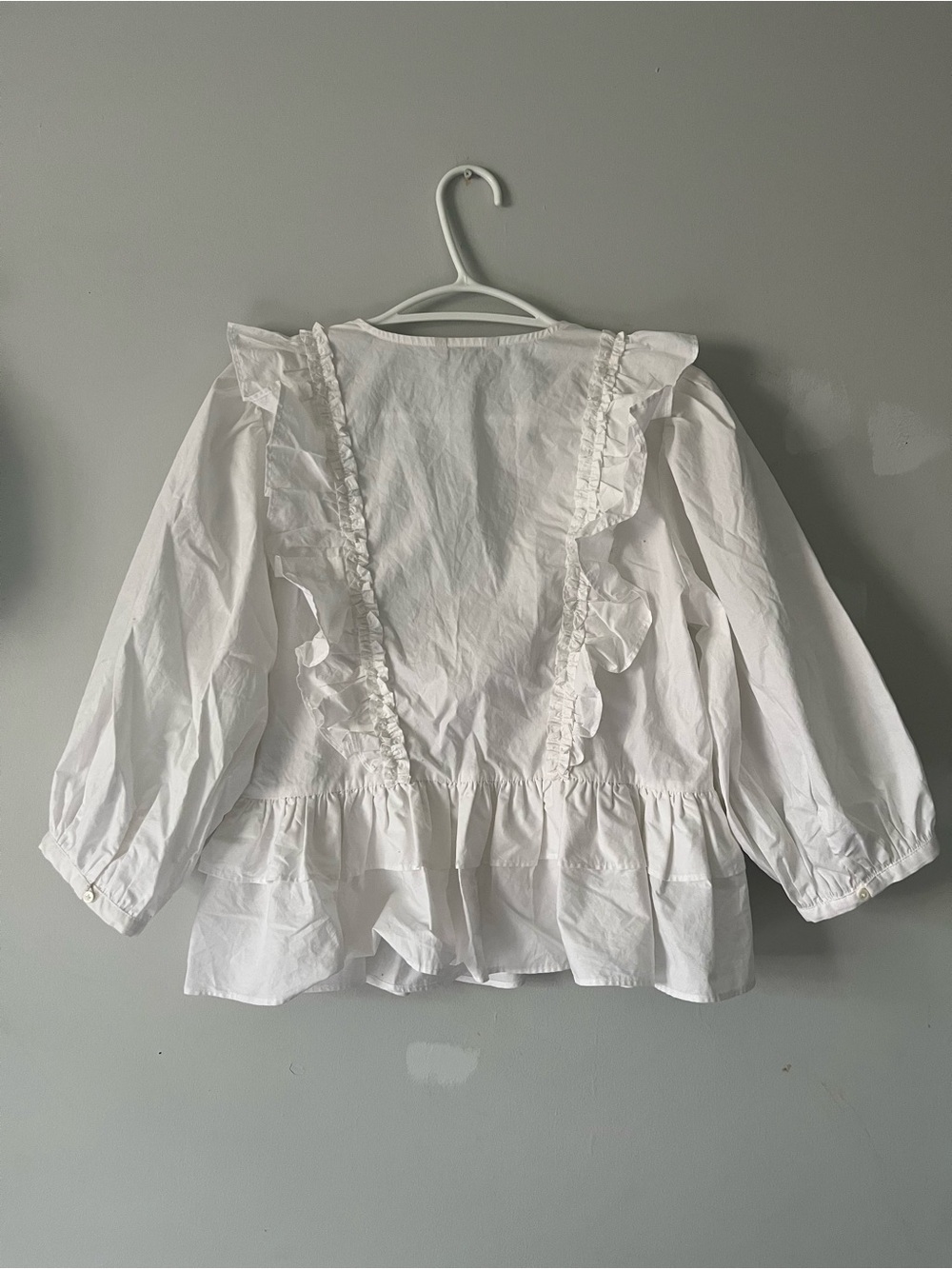 Joie White Ruffle V-Neck Peplum crossover peasant pilgrim doll Blouse - Picture 10 of 12